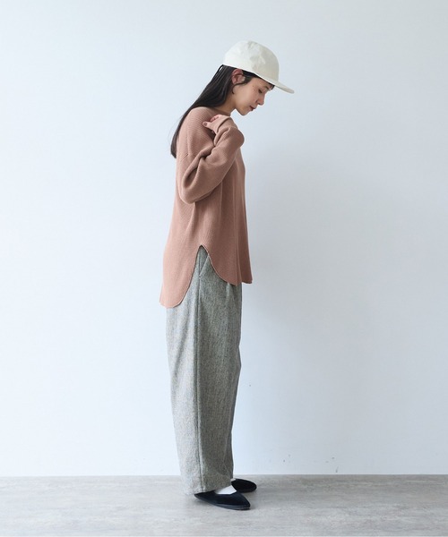 yuni(ユニ )の「Cotton waffle long sleeves pullover(ニット/セーター・レディース・ホワイト/ベージュ/ネイビー/グレー・FREE)」の6枚目の写真