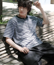 NAKER（ネイカー）の「ヘンリーネックボーダーTシャツ（Tシャツ/カットソー）」