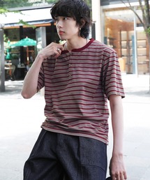 NAKER（ネイカー）の「ヘンリーネックボーダーTシャツ（Tシャツ/カットソー）」