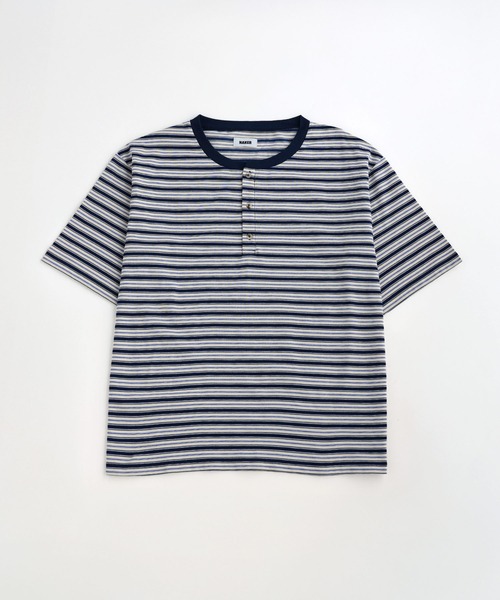NAKER(ネイカー)の「ヘンリーネックボーダーTシャツ(Tシャツ/カットソー・メンズ・レッド/ネイビー・M/XL/S/L)」の21枚目の写真