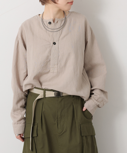 JOURNAL STANDARD LUXE(ジャーナルスタンダード ラックス)の「【HTS】COTTON LINEN HENRY NECK(シャツ/ブラウス・レディース・ネイビー/ベージュ・46)」の3枚目の写真