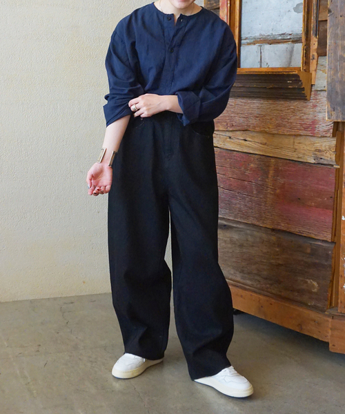 JOURNAL STANDARD LUXE(ジャーナルスタンダード ラックス)の「【HTS】COTTON LINEN HENRY NECK(シャツ/ブラウス・レディース・ネイビー/ベージュ・46)」の8枚目の写真