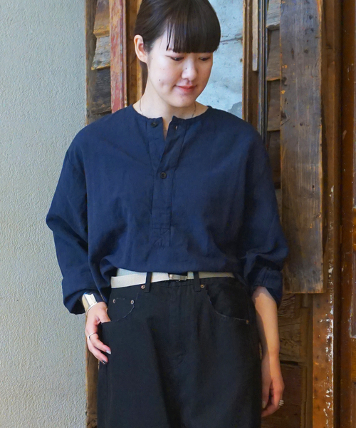 JOURNAL STANDARD LUXE(ジャーナルスタンダード ラックス)の「【HTS】COTTON LINEN HENRY NECK(シャツ/ブラウス・レディース・ネイビー/ベージュ・46)」の9枚目の写真