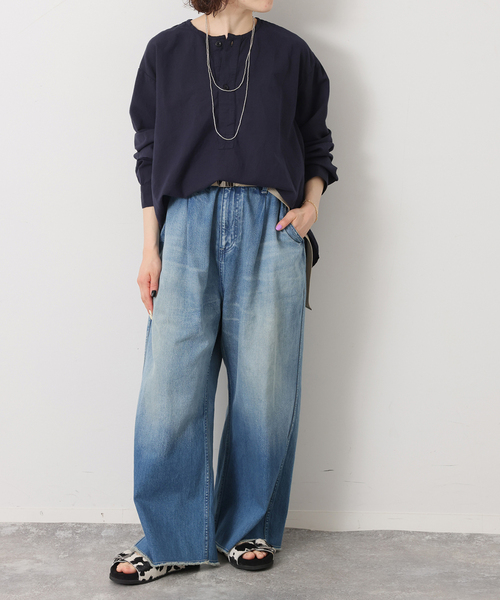 JOURNAL STANDARD LUXE(ジャーナルスタンダード ラックス)の「【HTS】COTTON LINEN HENRY NECK(シャツ/ブラウス・レディース・ネイビー/ベージュ・46)」の12枚目の写真