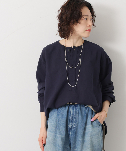 JOURNAL STANDARD LUXE(ジャーナルスタンダード ラックス)の「【HTS】COTTON LINEN HENRY NECK(シャツ/ブラウス・レディース・ネイビー/ベージュ・46)」の13枚目の写真