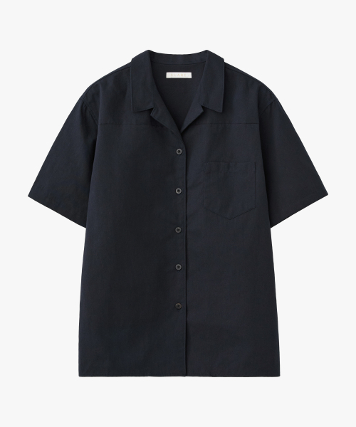 SUARE WOMEN(スアレウーマン)の「(ウィメンズ)リネンコットンオープンカラーシャツ - ネイビー(シャツ/ブラウス・レディース・ネイビー・SMALL/MEDIUM)」の2枚目の写真