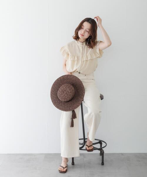 URBAN RESEARCH Sonny Label(アーバンリサーチサニーレーベル)の「スタンドカラーフリルシャツブラウス(シャツ/ブラウス・レディース・ベージュ系その他/ブラック/ブルー・FREE)」の5枚目の写真