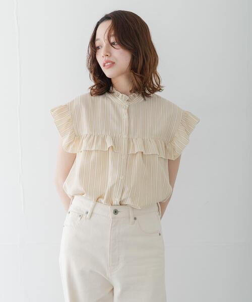 URBAN RESEARCH Sonny Label(アーバンリサーチサニーレーベル)の「スタンドカラーフリルシャツブラウス(シャツ/ブラウス・レディース・ベージュ系その他/ブラック/ブルー・FREE)」の6枚目の写真