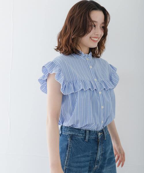 URBAN RESEARCH Sonny Label(アーバンリサーチサニーレーベル)の「スタンドカラーフリルシャツブラウス(シャツ/ブラウス・レディース・ベージュ系その他/ブラック/ブルー・FREE)」の14枚目の写真
