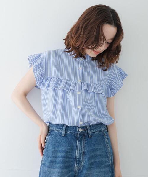 URBAN RESEARCH Sonny Label(アーバンリサーチサニーレーベル)の「スタンドカラーフリルシャツブラウス(シャツ/ブラウス・レディース・ベージュ系その他/ブラック/ブルー・FREE)」の15枚目の写真