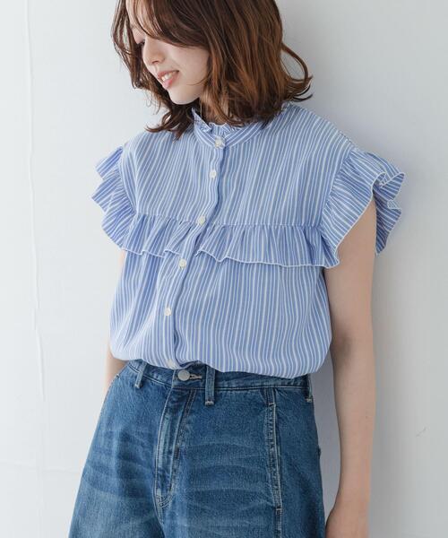 URBAN RESEARCH Sonny Label(アーバンリサーチサニーレーベル)の「スタンドカラーフリルシャツブラウス(シャツ/ブラウス・レディース・ベージュ系その他/ブラック/ブルー・FREE)」の16枚目の写真