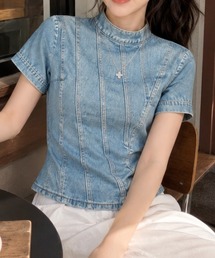 ハーフネックデニムTシャツ