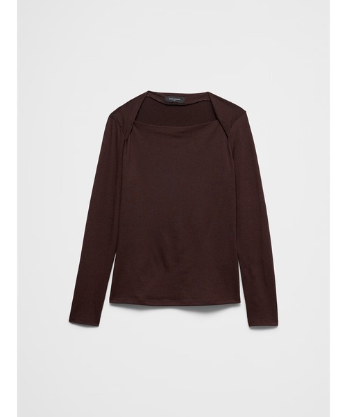 BANANA REPUBLIC FACTORY STORE(バナナリパブリック ファクトリーストア)の「BANANA REPUBLIC FACTORY STORE ジャージー スクエアネックTシャツ(Tシャツ/カットソー・レディース・ブラウン/ホワイト/その他・XS/S/M/L)」の7枚目の写真