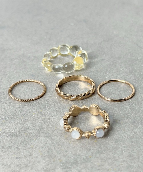 MAISON SELECT(メゾンセレクト)の「6E6 クリア×メタル ミックスデザインリング セット(リング・レディース・シルバー/ゴールド・ONESIZE)」の12枚目の写真
