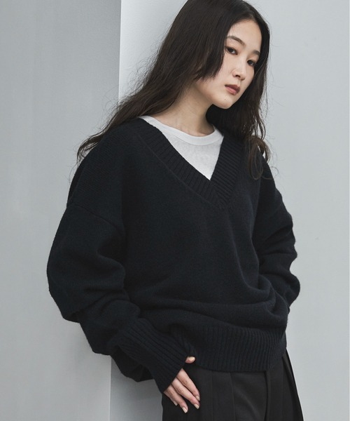 feepur(フェピュール)の「【ハンドウォッシャブル】ルーズVニット(ニット/セーター・レディース・ブラック/グレー/アイボリー/ピンク/イエロー・MEDIUM)」の13枚目の写真