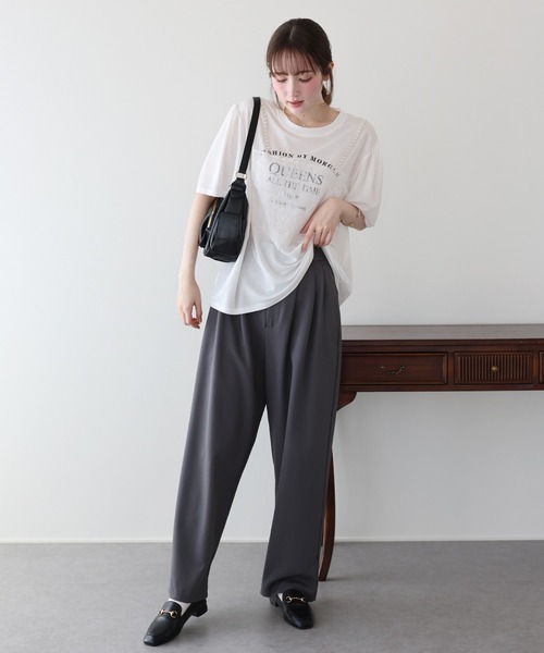 BLUEEAST(ブルーイースト)の「パールレースドッキングロゴTシャツ(Tシャツ/カットソー・レディース・ホワイト/ブラック/グレー・MEDIUM)」の9枚目の写真