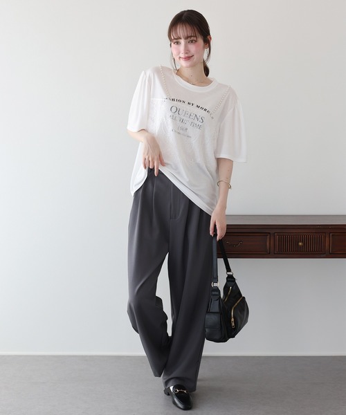 BLUEEAST(ブルーイースト)の「パールレースドッキングロゴTシャツ(Tシャツ/カットソー・レディース・ホワイト/ブラック/グレー・MEDIUM)」の8枚目の写真
