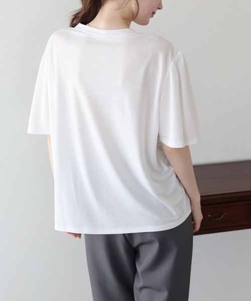 BLUEEAST(ブルーイースト)の「パールレースドッキングロゴTシャツ(Tシャツ/カットソー・レディース・ホワイト/ブラック/グレー・MEDIUM)」の7枚目の写真