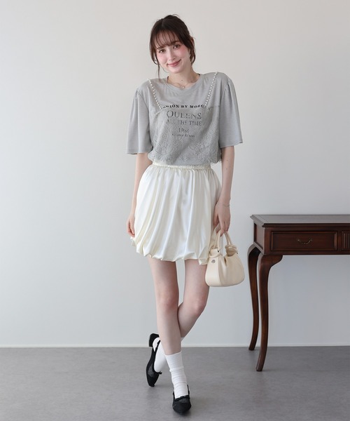 BLUEEAST(ブルーイースト)の「パールレースドッキングロゴTシャツ(Tシャツ/カットソー・レディース・ホワイト/ブラック/グレー・MEDIUM)」の15枚目の写真