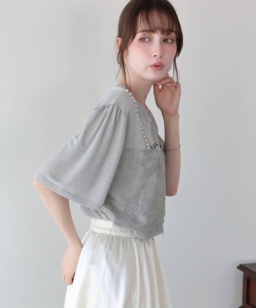 BLUEEAST(ブルーイースト)の「パールレースドッキングロゴTシャツ(Tシャツ/カットソー・レディース・ホワイト/ブラック/グレー・MEDIUM)」の13枚目の写真