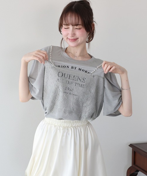BLUEEAST(ブルーイースト)の「パールレースドッキングロゴTシャツ(Tシャツ/カットソー・レディース・ホワイト/ブラック/グレー・MEDIUM)」の10枚目の写真