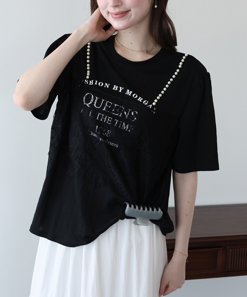 BLUEEAST(ブルーイースト)の「パールレースドッキングロゴTシャツ(Tシャツ/カットソー・レディース・ホワイト/ブラック/グレー・MEDIUM)」の17枚目の写真
