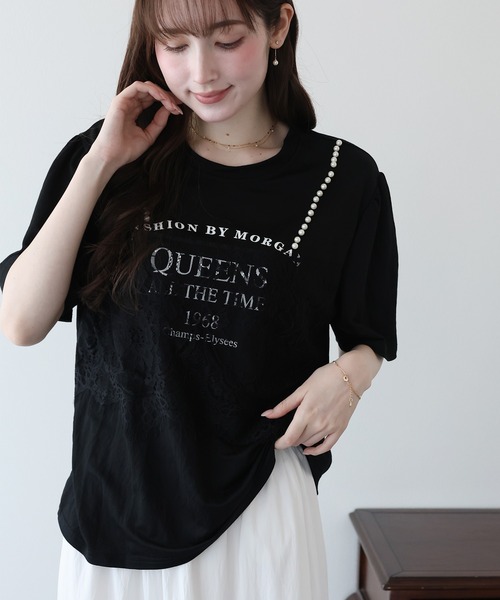 BLUEEAST(ブルーイースト)の「パールレースドッキングロゴTシャツ(Tシャツ/カットソー・レディース・ホワイト/ブラック/グレー・MEDIUM)」の16枚目の写真