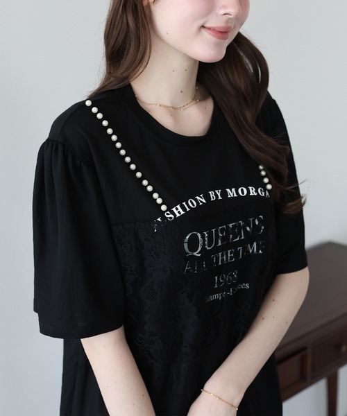 BLUEEAST(ブルーイースト)の「パールレースドッキングロゴTシャツ(Tシャツ/カットソー・レディース・ホワイト/ブラック/グレー・MEDIUM)」の19枚目の写真