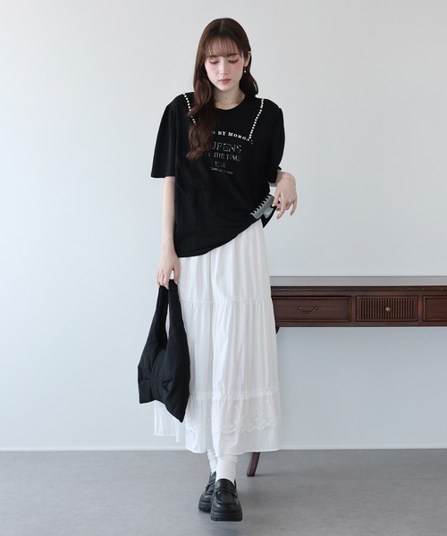 BLUEEAST(ブルーイースト)の「パールレースドッキングロゴTシャツ(Tシャツ/カットソー・レディース・ホワイト/ブラック/グレー・MEDIUM)」の20枚目の写真