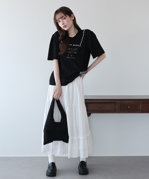 BLUEEAST(ブルーイースト)の「パールレースドッキングロゴTシャツ(Tシャツ/カットソー・レディース・ホワイト/ブラック/グレー・MEDIUM)」の21枚目の写真
