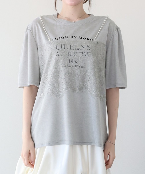BLUEEAST(ブルーイースト)の「パールレースドッキングロゴTシャツ(Tシャツ/カットソー・レディース・ホワイト/ブラック/グレー・MEDIUM)」の22枚目の写真