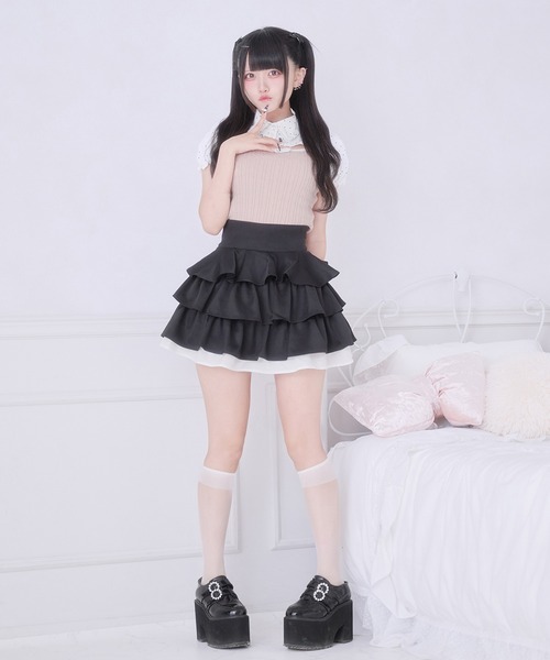 Pal elfy（パルエルフィー）の「シャツドッキングニットトップス（ニット/セーター・レディース・ブラック/ピンクベージュ・フリー）」の12枚目の写真