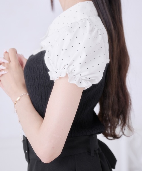 Pal elfy（パルエルフィー）の「シャツドッキングニットトップス（ニット/セーター・レディース・ブラック/ピンクベージュ・フリー）」の21枚目の写真