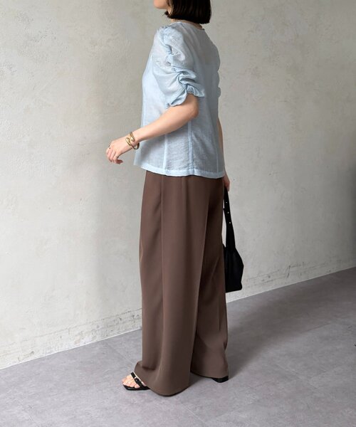 Thevon(ゼボン)の「袖シャーリング5分袖シアーブラウス(シャツ/ブラウス・レディース・ネイビー/ブルー/オフホワイト・FREE)」の13枚目の写真