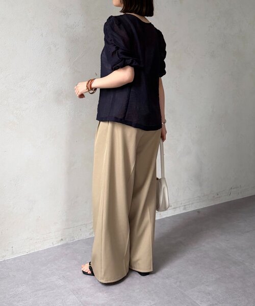 Thevon(ゼボン)の「袖シャーリング5分袖シアーブラウス(シャツ/ブラウス・レディース・ネイビー/ブルー/オフホワイト・FREE)」の20枚目の写真