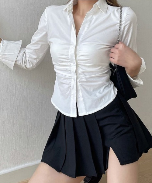 GEMEDA（ジェメダ）の「ウエストシルエットデザイン長袖シャツ（シャツ/ブラウス・レディース・ホワイト・M）」の10枚目の写真