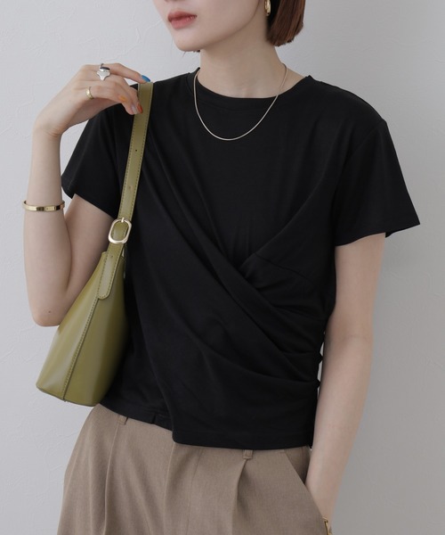 FUNALIVE(ファンアライブ)の「TRPU 天竺 ドレーププルオーバー 半袖(Tシャツ/カットソー・レディース・グレー・FREE)」の2枚目の写真