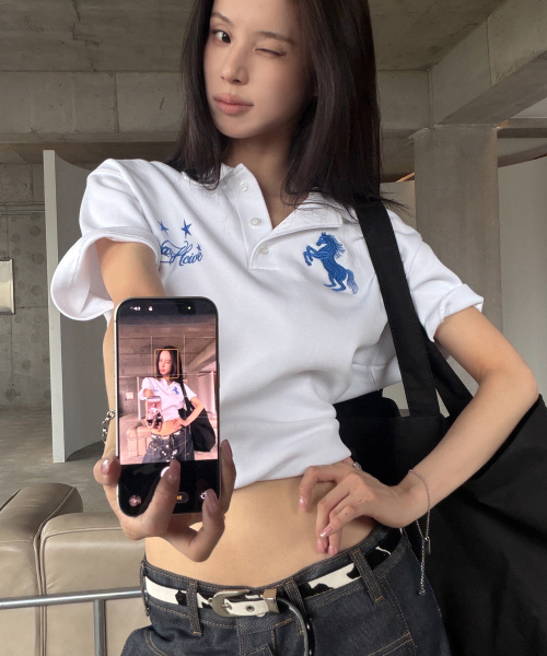 LANARCHIVE（ランアーカイブ）の「[0144] ワイルドホースピケ半袖Tシャツ - ホワイト（ポロシャツ・レディース・ホワイト・FREE）」の3枚目の写真
