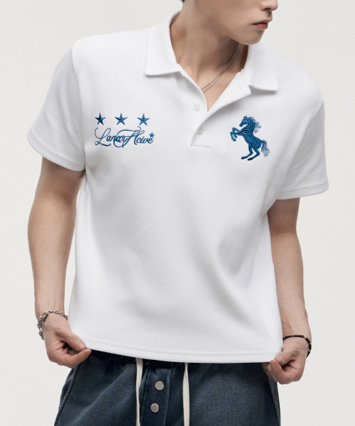 LANARCHIVE（ランアーカイブ）の「[0144] ワイルドホースピケ半袖Tシャツ - ホワイト（ポロシャツ・レディース・ホワイト・FREE）」の8枚目の写真