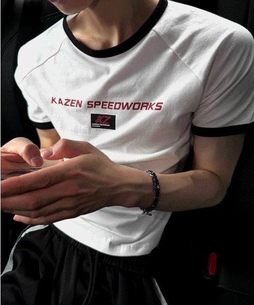 COSYHARU(コシハル)の「KAZENリンガーT(Tシャツ/カットソー・メンズ・ホワイト・MEDIUM/LARGE)」の1枚目の写真