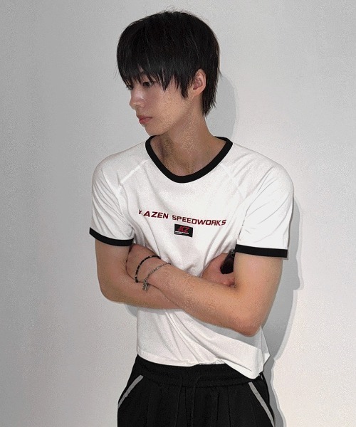 COSYHARU(コシハル)の「KAZENリンガーT(Tシャツ/カットソー・メンズ・ホワイト・MEDIUM/LARGE)」の2枚目の写真