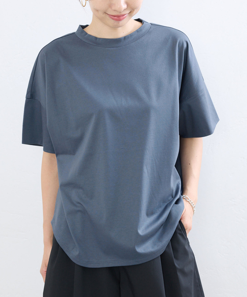 IENA（イエナ）の「ボトルネック ラウンドTシャツ（Tシャツ/カットソー・レディース・ブラック/ホワイト/チャコールグレー・FREE）」の3枚目の写真