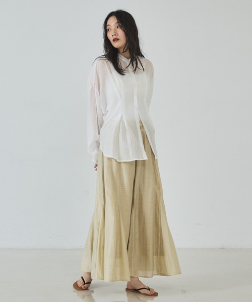 abahouse mavie（アバハウスマヴィ）の「【セットアップ対応】リネンライクシアーマキシスカート（スカート・レディース・ブラック/マスタード/アイボリー・フリー）」の4枚目の写真
