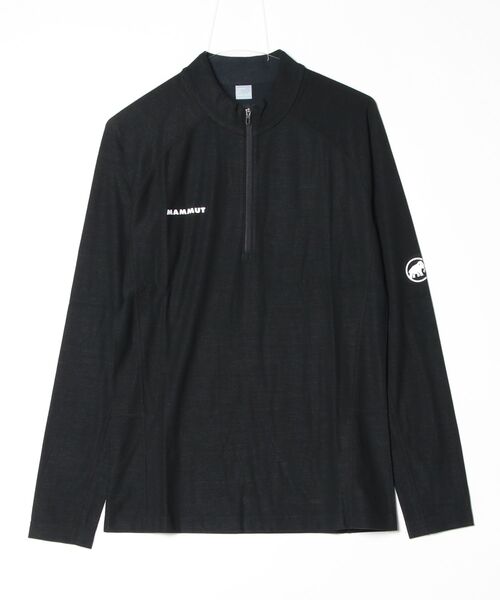 Mammut(マムート)の「ツリーウール サーマル ファーストレイヤー ハーフジップ ロングスリーブ アジアンフィット /Tree Wool Thermal FL Half Zip Longsleeve AF Men(Tシャツ/カットソー・メンズ・ブラック/グレー・MEDIUM/LARGE/X-LARGE)」の1枚目の写真