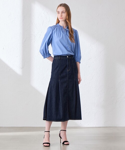 MACKINTOSH LONDON(マッキントッシュ ロンドン)の「コットンナイロンストレッチギャザーフリルブラウス(シャツ/ブラウス・レディース・オフホワイト/ブラウン系その他5/ブルー系その他4・40/38)」の10枚目の写真