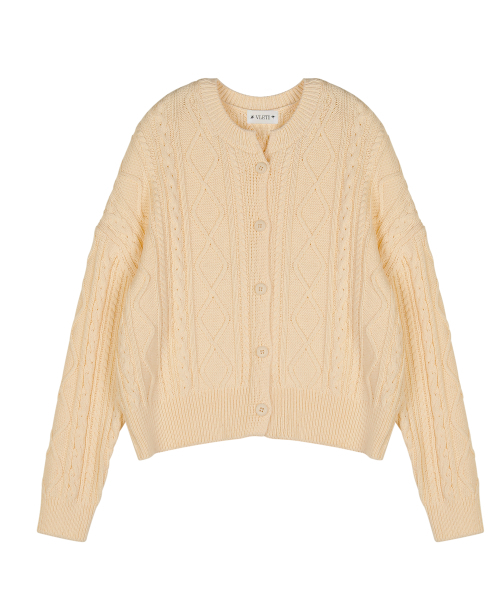 VLETI（ブレッティ）の「[Cotton 100%] Twisted Cardigan & Sleeveless Knit SetUp (Cream beige)（ニット/セーター・レディース・ライトベージュ・FREE）」の2枚目の写真