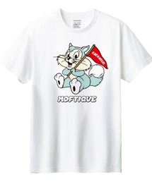 Moftique(モフティック) 半袖Tシャツ メンズ アニマル 猫 キャット イラスト ロゴ プリント Tシャツ 半袖 カットソー トップス レディース ユニセックス