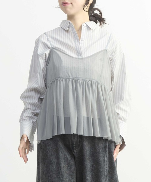 CONVERSE TOKYO（コンバーストウキョウ）の「TULLE CAMISOLE AND BLOUSE（シャツ/ブラウス・レディース・グレー/ブルー/ブラック・FREE）」の9枚目の写真