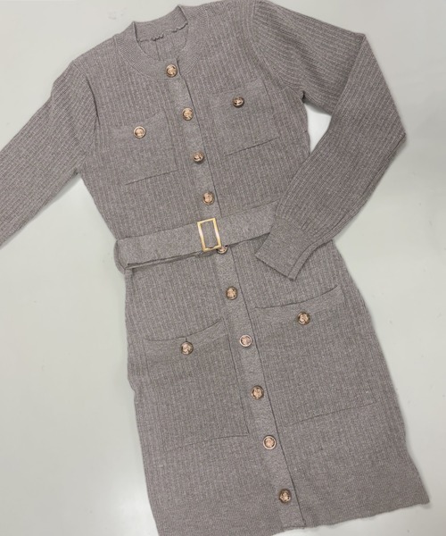 PRIVATE  BEACH（プライベートビーチ）の「ニットミニワンピース ベルト付き（ワンピース・レディース・ブラック/グレー・FREE）」の16枚目の写真
