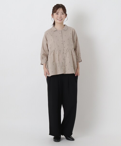 one'sterrace（ワンズテラス）の「裏毛カットソー ウエストタックパンツ（その他パンツ・レディース・ブラック系8/ブラウン系8・02）」の12枚目の写真